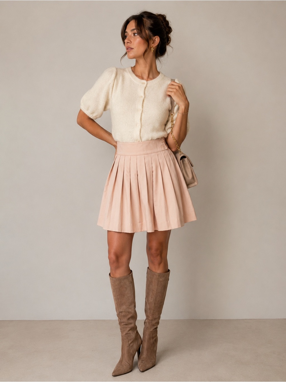 Vintage Mr. Jax virgin wool baby Pink pleated mini Skirt preppy